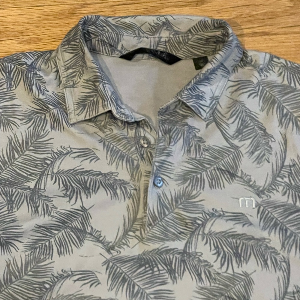 Travis Mathew Gray Leaf Print Polo Shirt - Picture 9 of 9
